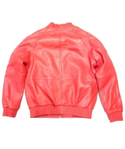 womens-faux-leather-red-bomber-jacket