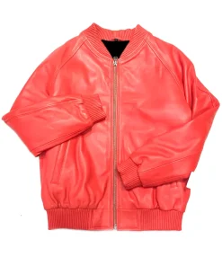 womens-faux-leather-red-bomber-jacket
