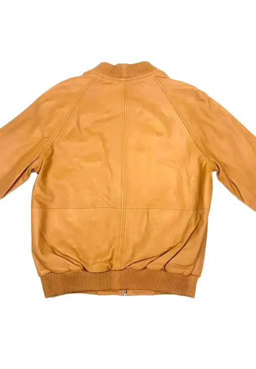 womens-faux-leather-tan-bomber-jacket