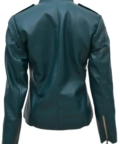 womens-forest-green-faux-leather-jacket