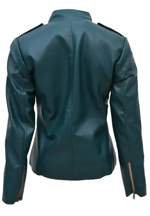 womens-forest-green-faux-leather-jacket