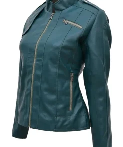 womens-forest-green-faux-leather-jacket