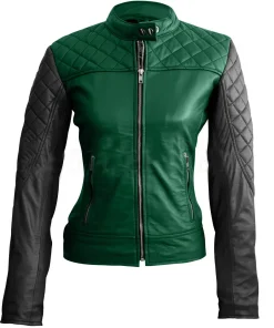 womens-green-quilted-faux-leather-jacket-with-black-sleeves