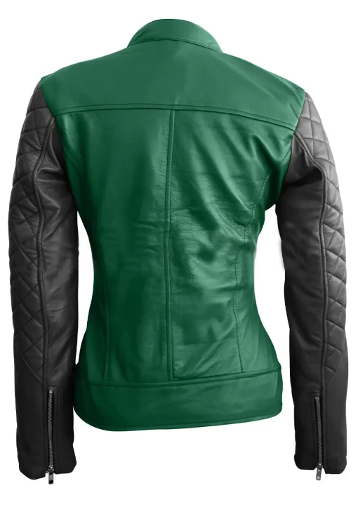 womens-green-quilted-faux-leather-jacket-with-black-sleeves