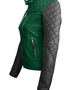 womens-green-quilted-faux-leather-jacket-with-black-sleeves