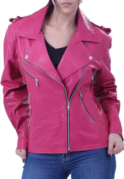 womens-hot-pink-faux-leather-biker-jacket