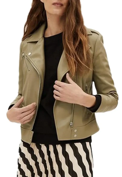 womens-khaki-faux-leather-biker-jacket
