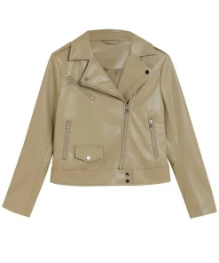 womens-khaki-faux-leather-biker-jacket