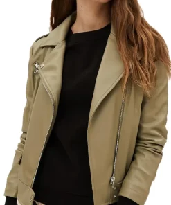 womens-khaki-faux-leather-biker-jacket