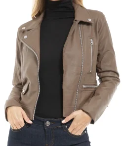 womens-long-sleeve-brown-faux-leather-moto-biker-jacket