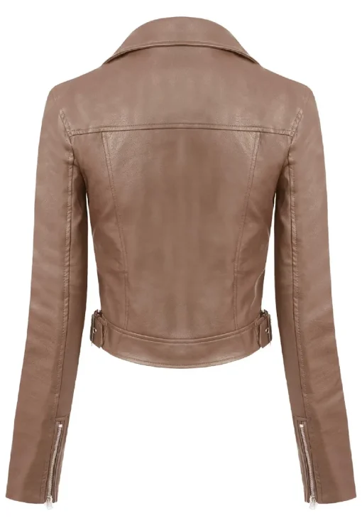 womens-long-sleeve-brown-faux-leather-moto-biker-jacket
