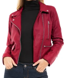 womens-long-sleeve-burgundy-faux-leather-moto-biker-jacket