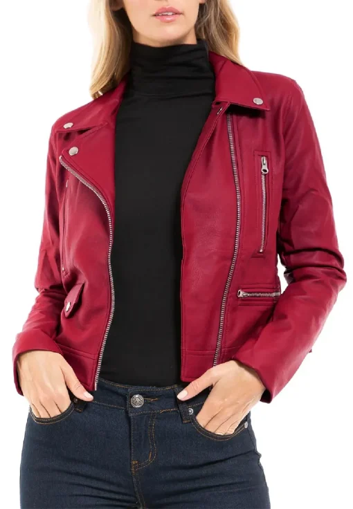 womens-long-sleeve-burgundy-faux-leather-moto-biker-jacket