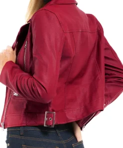 womens-long-sleeve-burgundy-faux-leather-moto-biker-jacket