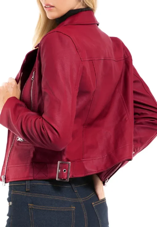 womens-long-sleeve-burgundy-faux-leather-moto-biker-jacket