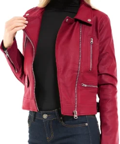 womens-long-sleeve-burgundy-faux-leather-moto-biker-jacket