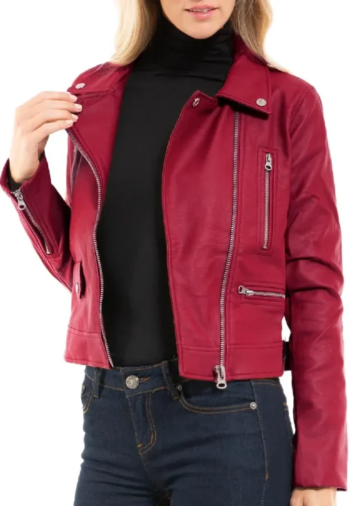 womens-long-sleeve-burgundy-faux-leather-moto-biker-jacket