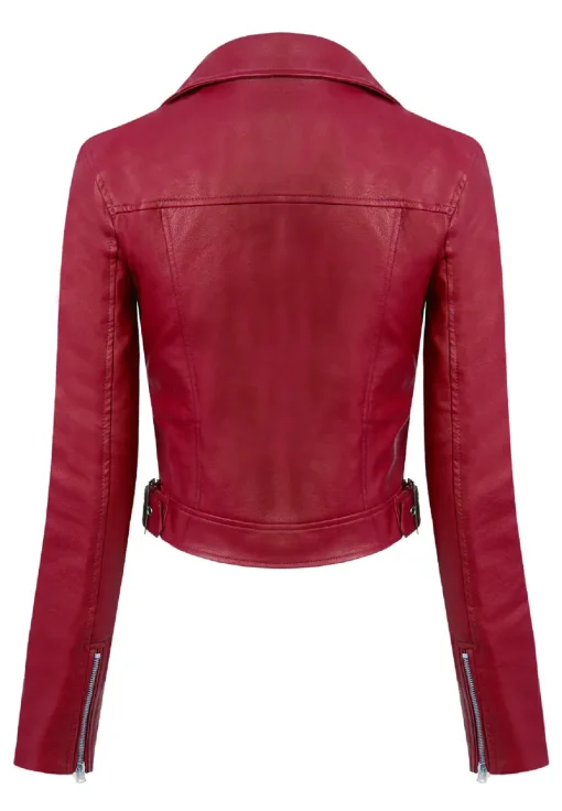 womens-long-sleeve-burgundy-faux-leather-moto-biker-jacket