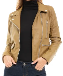 womens-long-sleeve-camel-faux-leather-moto-biker-jacket