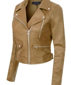 womens-long-sleeve-camel-faux-leather-moto-biker-jacket