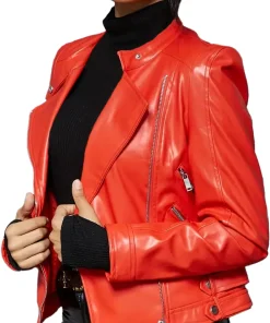 womens-long-sleeve-red-faux-leather-biker-jacket