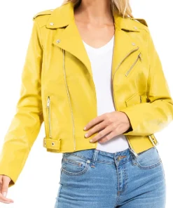 womens-long-sleeve-yellow-faux-leather-moto-biker-jacket
