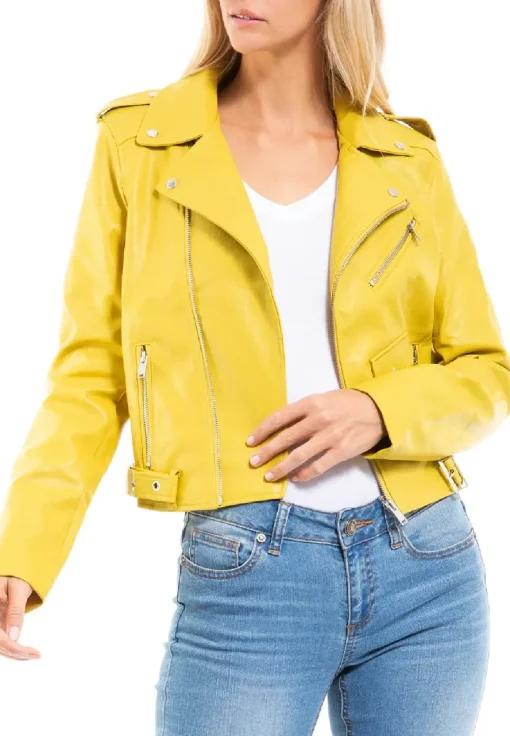 womens-long-sleeve-yellow-faux-leather-moto-biker-jacket