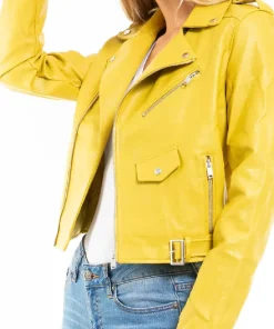 womens-long-sleeve-yellow-faux-leather-moto-biker-jacket