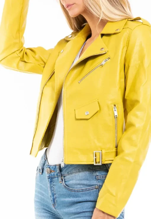 womens-long-sleeve-yellow-faux-leather-moto-biker-jacket