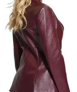womens-maroon-faux-leather-blazer
