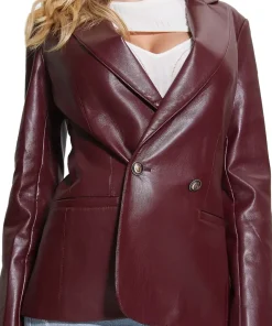 womens-maroon-faux-leather-blazer