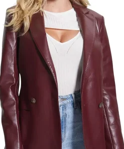 womens-maroon-faux-leather-blazer