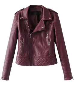 womens-maroon-faux-leather-motorcycle-jacket