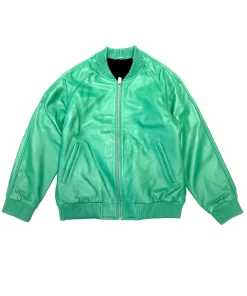 womens-mint-green-faux-leather-bomber-jacket