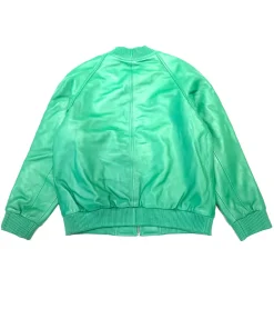 womens-mint-green-faux-leather-bomber-jacket
