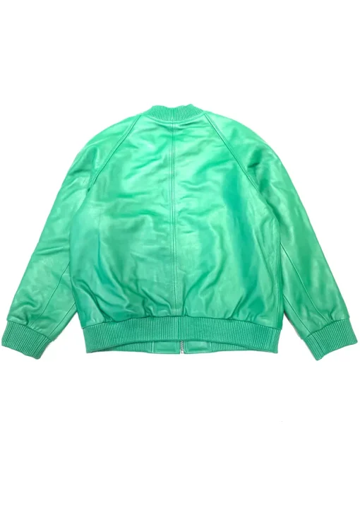 womens-mint-green-faux-leather-bomber-jacket