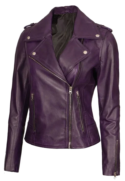 womens-motorcycle-purple-faux-leather-jacket