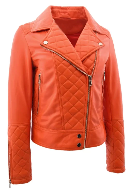 womens-orange-faux-leather-biker-jacket-with-quilt-detail