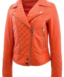 womens-orange-faux-leather-biker-jacket-with-quilt-detail