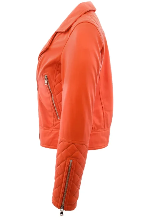 womens-orange-faux-leather-biker-jacket-with-quilt-detail