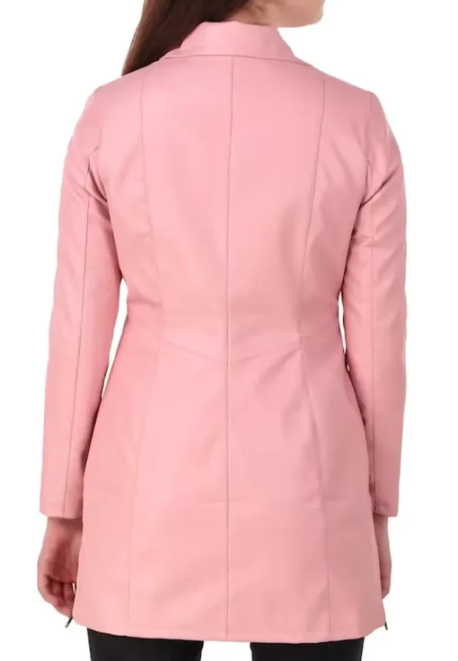 womens-pink-faux-leather-long-jacket