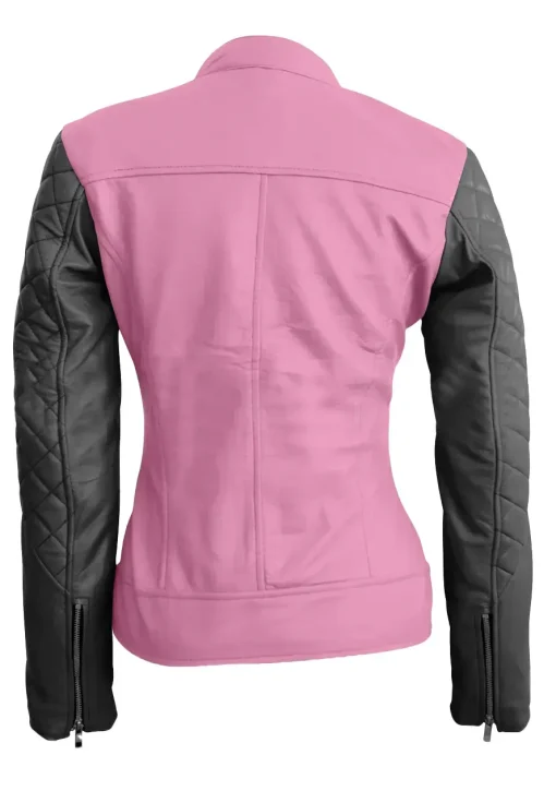womens-pink-quilted-faux-leather-jacket-with-black-sleeves