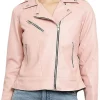 womens-pink-solid-lightweight-faux-leather-jacket