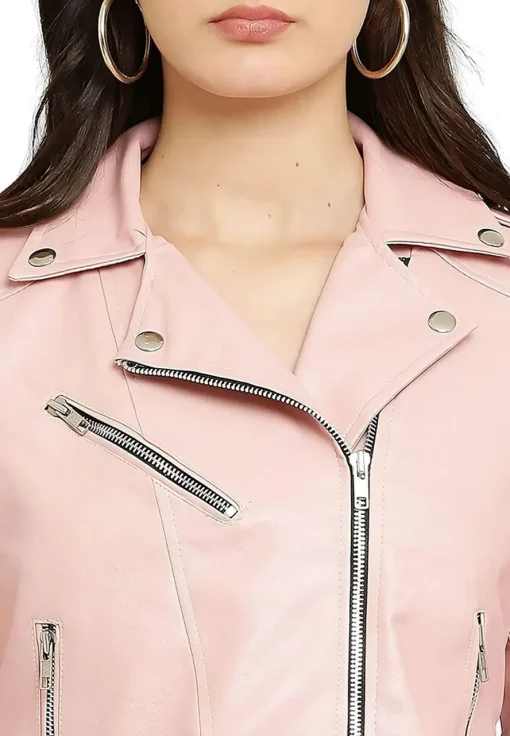 womens-pink-solid-lightweight-faux-leather-jacket
