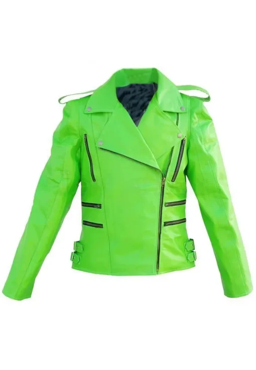 womens-punk-green-faux-leather-jacket
