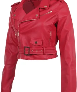womens-red-faux-leather-cropped-biker-jacket