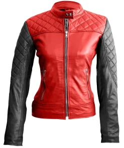 womens-red-quilted-faux-leather-jacket-with-black-sleeves