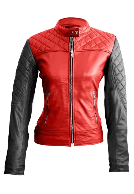 womens-red-quilted-faux-leather-jacket-with-black-sleeves