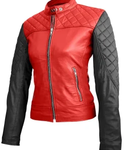 womens-red-quilted-faux-leather-jacket-with-black-sleeves