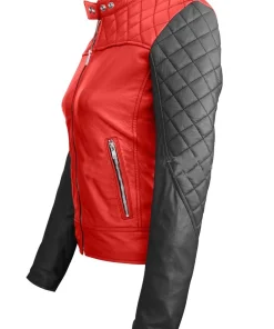 womens-red-quilted-faux-leather-jacket-with-black-sleeves